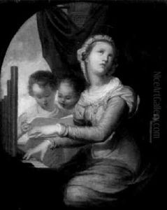 Die Hl. Cecilie An Einer Orgel by Eugenio Agneni