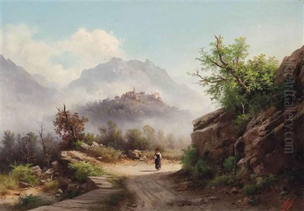 A Girl On The Road To San Marcello Pistoiese, Italy - view 1