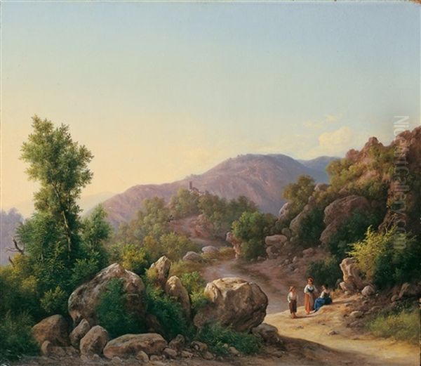 Gebirgige Italienische Landschaft Im Abendlicht - view 1