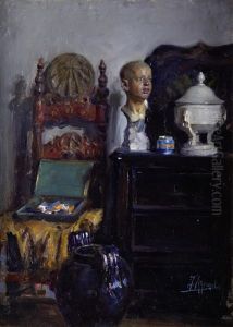 In The Artist's Studio by Joaquin Agrasot y Juan
