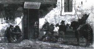 Escena De Taberna by Joaquin Agrasot y Juan