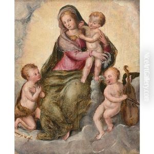 La Vierge A L'enfant, Saint Jean Et Un Ange Musicien by Livio Agresti