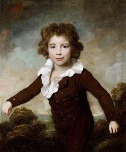 Portrait Of A Young Boy, Three-quarter-length, In A Brown Coat And Breeches, Holding A Skipping Rope Before A Landscape