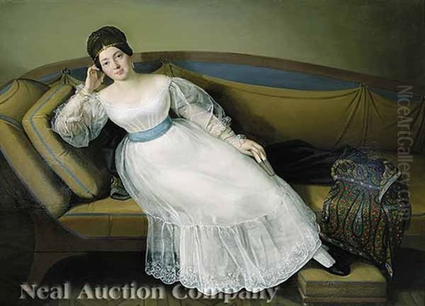 A Portrait Of A Nobelwoman On An Empire Sofa - view 1