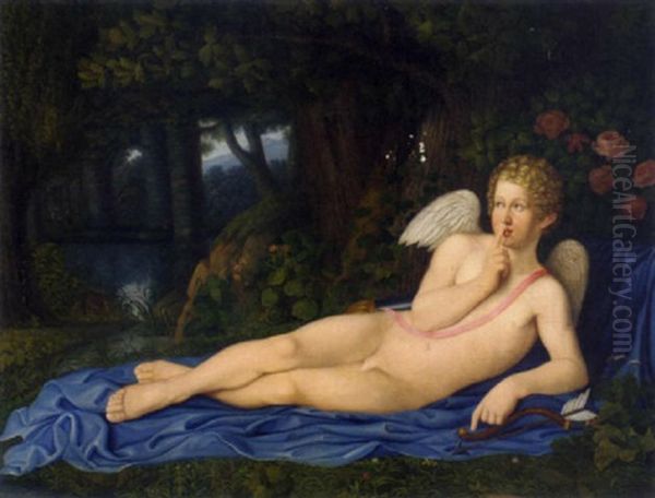 Cupid Resting In A Woodland Clearing - view 1