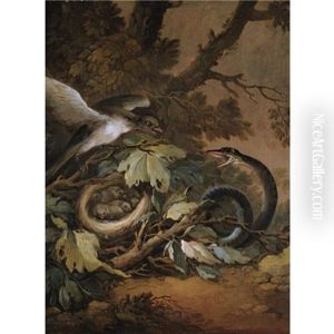 A Still Life With A Viper And A Bird's Nest by Christoph Ludwig Agricola