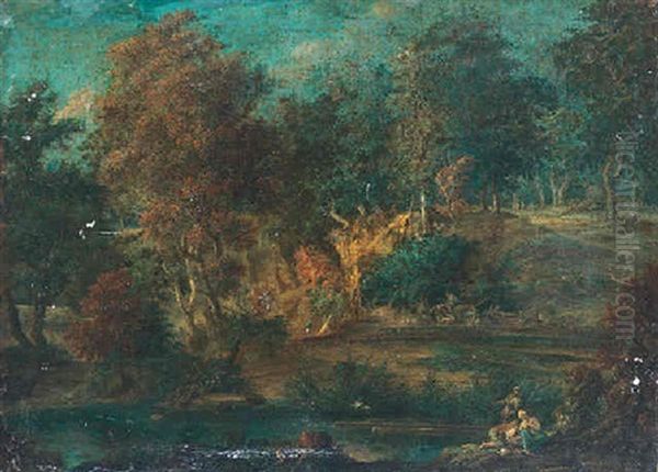 A River Landscape With Figures Resting And Hunting - view 1