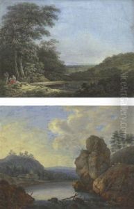Eine Gebirgige Flusslandschaft, Auf Einem Felsenvorsprung Rechts Ein Hirte Mit Seiner Schafherde by Christoph Ludwig Agricola