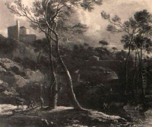 Sudliche Fluslandschaft Mit Holzfallern by Christoph Ludwig Agricola