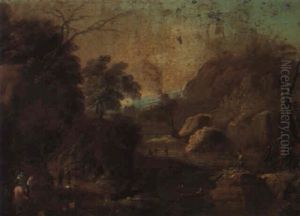 Wooded River Landscape With Numerous Figures Wooded River Landscape With Numerous Figures