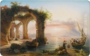 The Bay Of Naples From Posillipo by Eduard Agricola