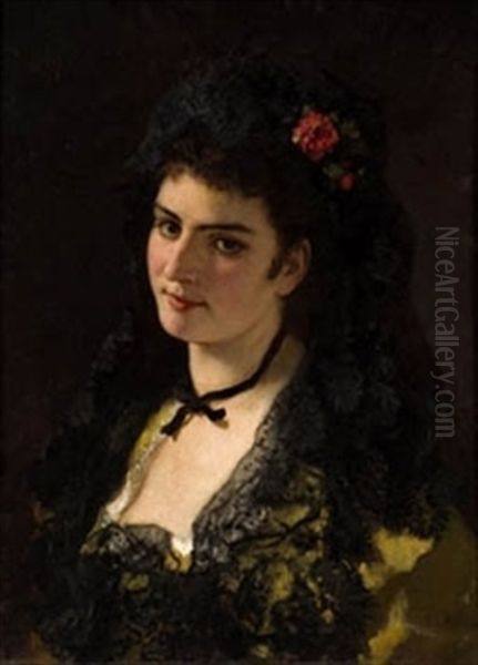 Retrato Dama Con Rosa - view 1