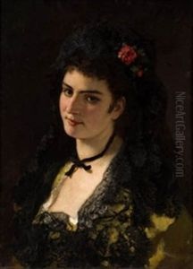 Retrato Dama Con Rosa