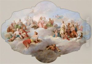 Gli Dei Olimpici Sul Parnasso, Bozzetto Per Un Dipinto Di Soffitto by Tito Agujari