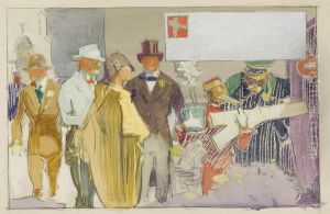 Hotel Advertising Illustration Preliminary by Samuel Nelson Abbott
