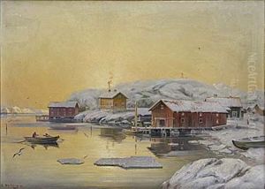 Gullholmen Vintermorgon by Arvid Magnus Ahlberg