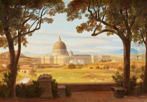 View Of Saint Peter's From The Villa Pamphili by August Wilhelm Julius Ahlborn