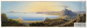 Kustenlandschaft Am Golf Von Neapel Bei Sonnenuntergang by August Wilhelm Julius Ahlborn