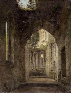 Blick In Die Klosterruine Auf Dem Oybin Bei Zittau by August Wilhelm Julius Ahlborn