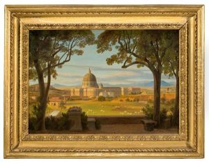 View From The Villa Doria Pamphilj Towards St. Peter's Cathedral In Rome by August Wilhelm Julius Ahlborn