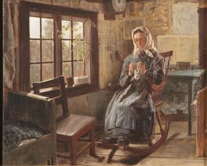 Knitting Woman by Fredrik Ahlstedt