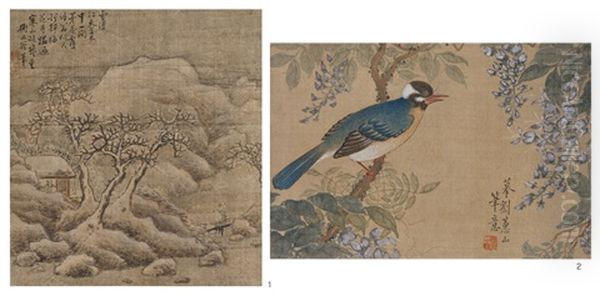 Winter Landscape, Bird & Flowers - view 1