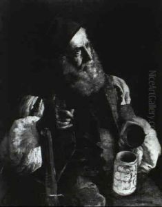 Old Man With A Pipe And Stein by Arthur Ahnert