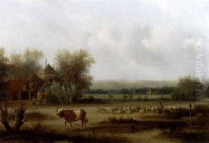 Cattle In A Summer Landscape by Carl Eduard Ahrendts