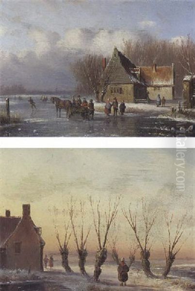 Figures With A Horse And Sledge On The Ice - view 1