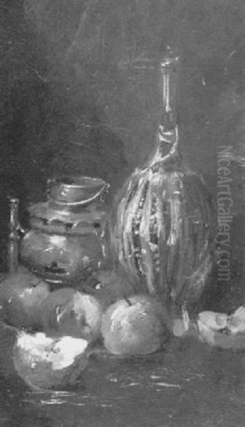 Still Life With Chianti Bottle And Apples - view 1