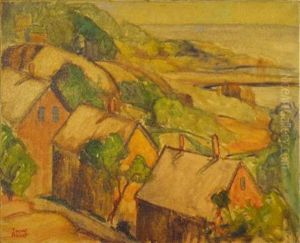 Study For 'houses On The Hillside' by Yarnall Abbott