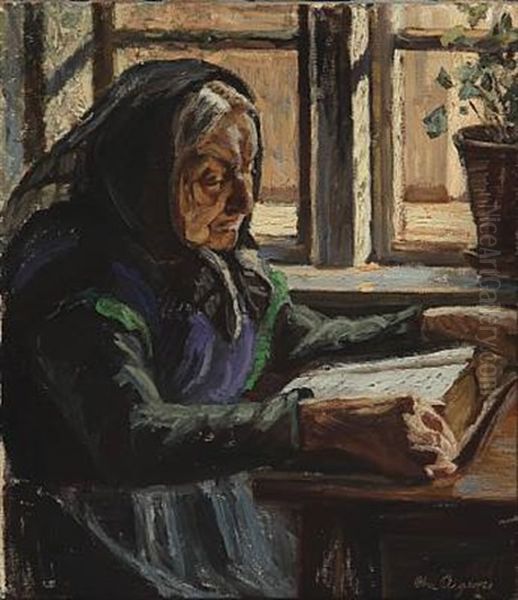 Interior With A Woman Reading The Bible - view 1