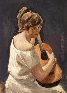 En Ung Pige Med Guitar