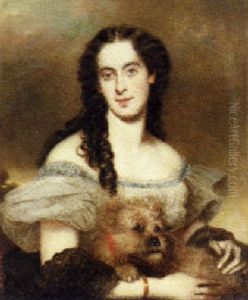 Portrait Of A Lady With Her Dog by Joseph Mathaeus Aigner