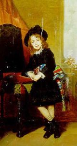 Portrait Of A Young Boy Wearing A Coloured Sash by Joseph Mathaeus Aigner