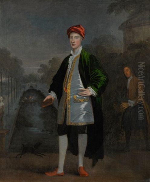 Portrait Of Richard Boyle, Later 3rd Earl Of Burlington And 4th Earl Of Cork (1694-1753), With His Gardener James Scott, Before The Formal Gardens At Chiswick House - view 1