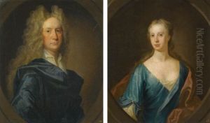 Portrait Of James Drummond, 2nd Laird Of Blair Drummond (+ Portrait Of His Wife Jean Carre Of Cavers; Pair) by William Aikman