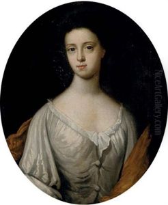 Portrait Of Constant Wall In A White Dress And Golden Shawl