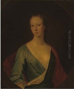 Portrait Of A Lady (lady Tinwald?) Half-length, In A Blue Dress And Red Wrap Portrait Of A Lady (lady Tinwald?) Half-length, In A Blue Dress And Red Wrap