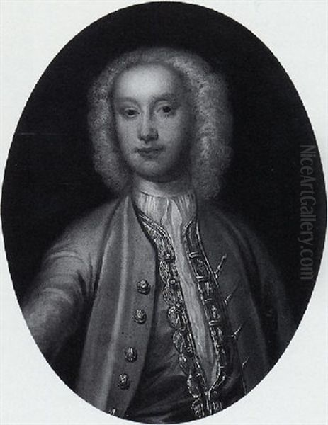Portrait Of A Young Gentleman In A Grey Coat An Blue Waistcoat - view 1