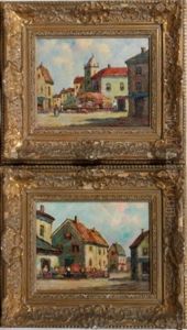 Flower Market Scenes (pair) by Dennis Ainsley