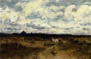 Figures With A Horse And Cart On A Seaside Path, Isle Of Man by James Alfred Aitken
