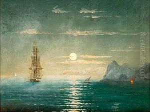 Segelschiffe Bei Vollmond