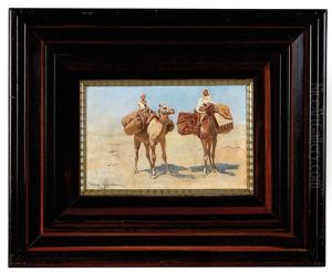 Two Pack Camels In The Desert by Tadeusz Ajdukiewicz