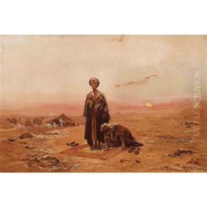 Beduinen Beim Abendlichen Gebet by Tadeusz Ajdukiewicz