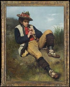 Boy Playing The Flute by Tadeusz Ajdukiewicz