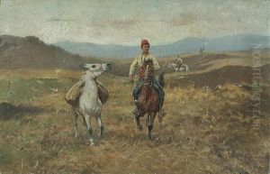 A Young Horseman Leading A Pack Horse A Young Horseman Leading A Pack Horse