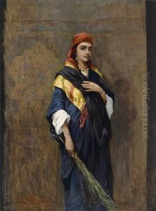 Bildnis Einer Orientalin Mit Einem Zweig In Der Hand by Thaddaus von Ajdukiewicz
