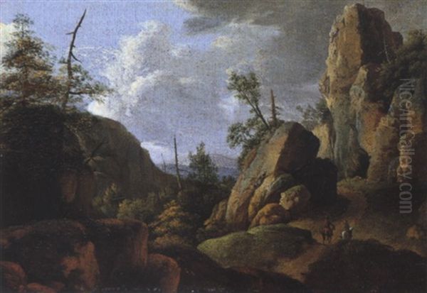Gebirgslandschaft Mit Zwei Reitern - view 1