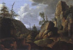 Gebirgslandschaft Mit Zwei Reitern by Jan Van Aken